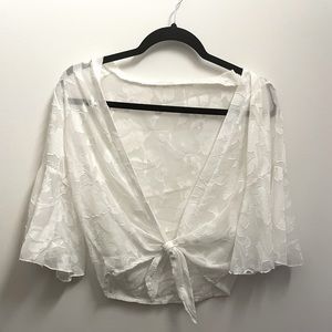 Mesh Tie Front Crop Top